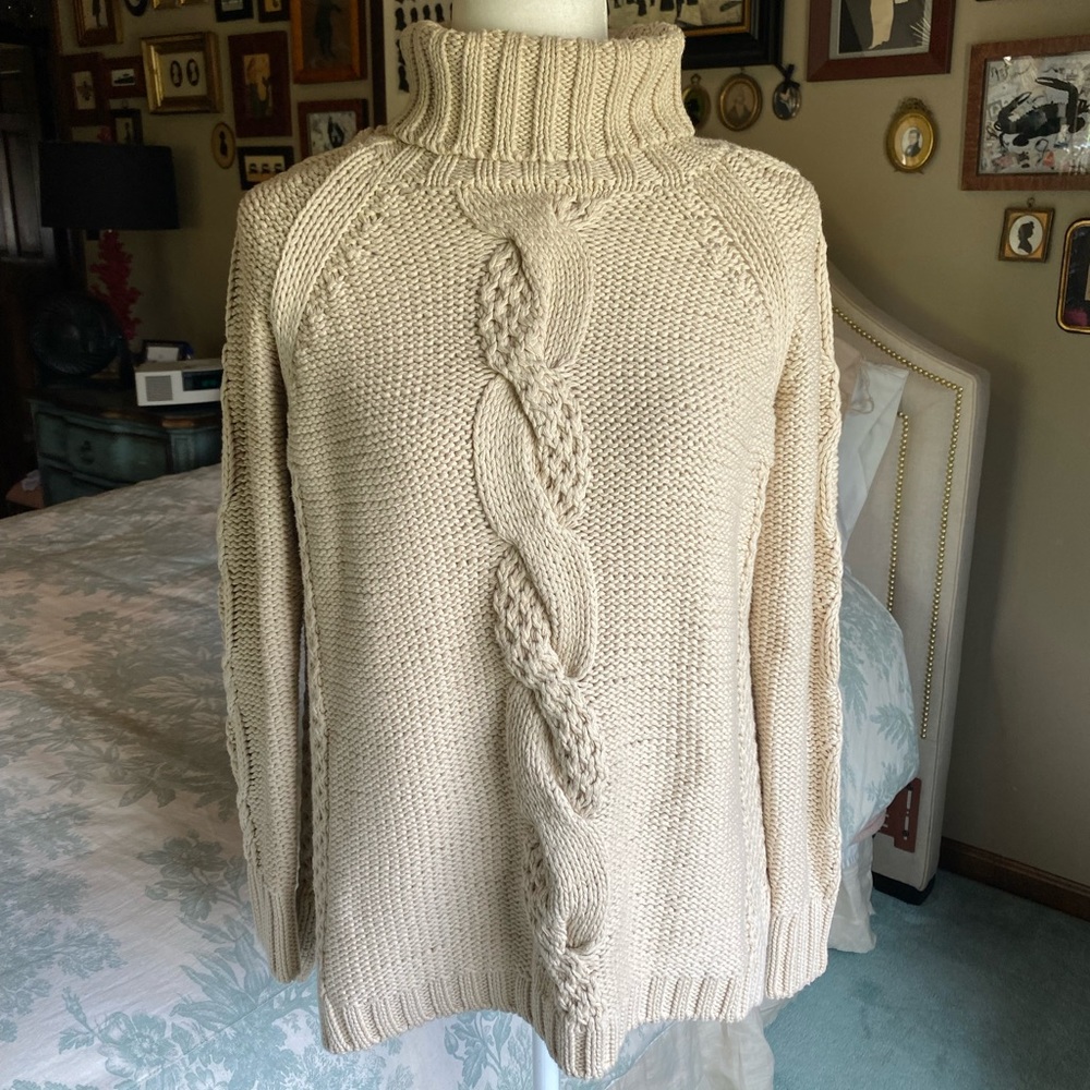 525 America Cotton Fisherman Turtleneck Sweater